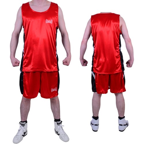 Red boxing shorts vest - red,